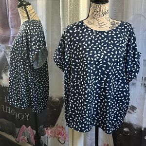 SHEIN Navy and White Speckled Blouse
